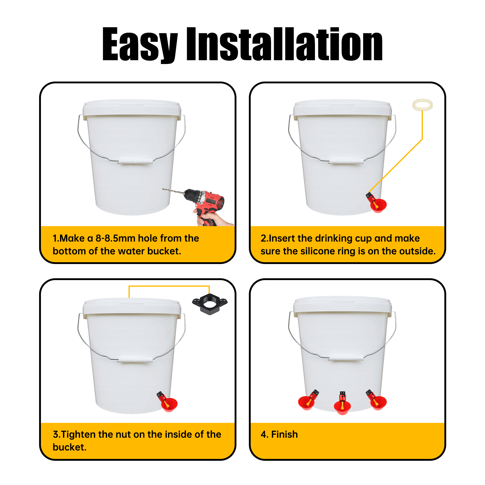 20Pcs Poultry Water Drinking Cups Chicken Hen Plastic Automatic Drinker Feeder