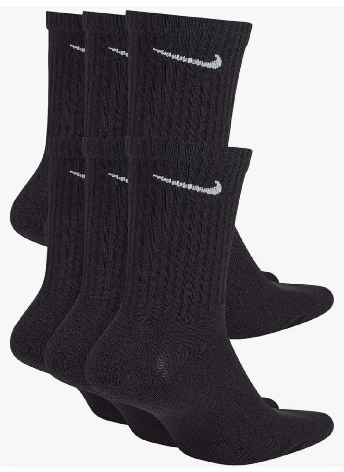Nike Dri Fit Dry Cushioned Cotton Crew Socks 6 Pairs L