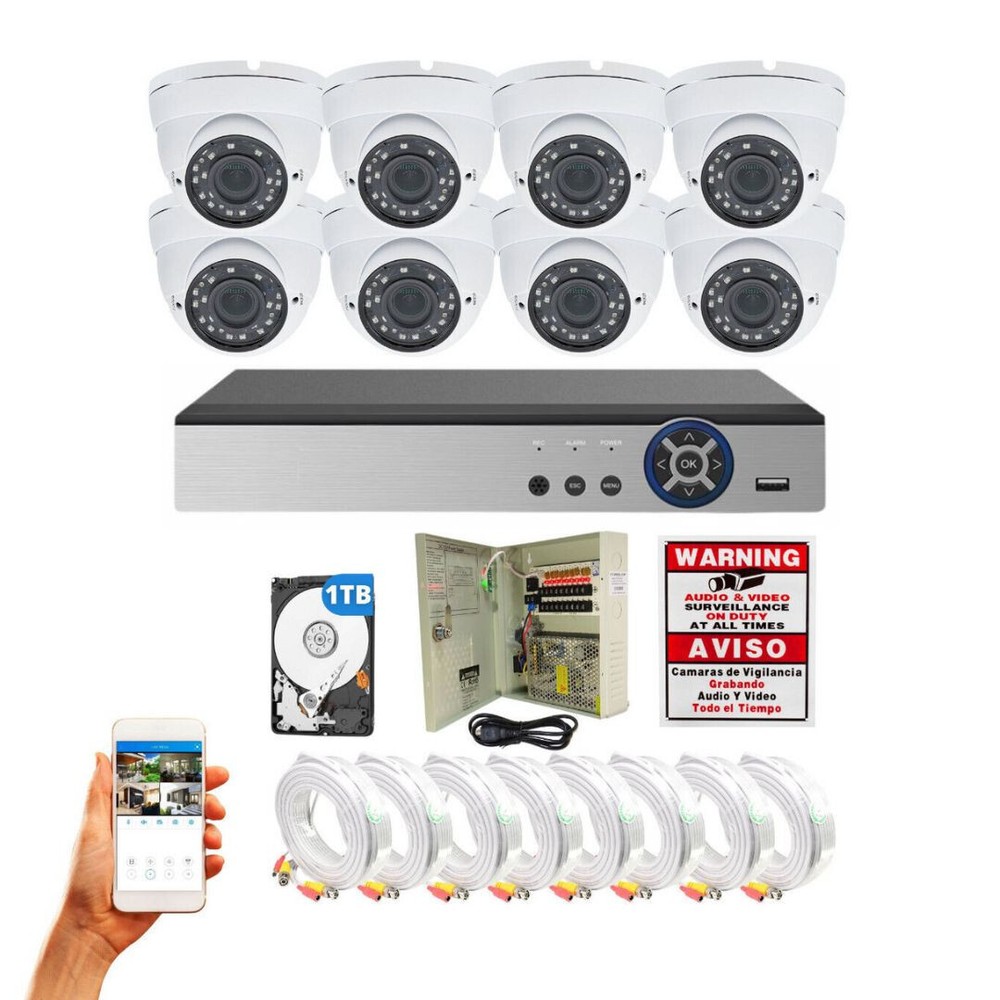 Evertech 8 Channel Dome Security Camera System 1TB HDD Recording