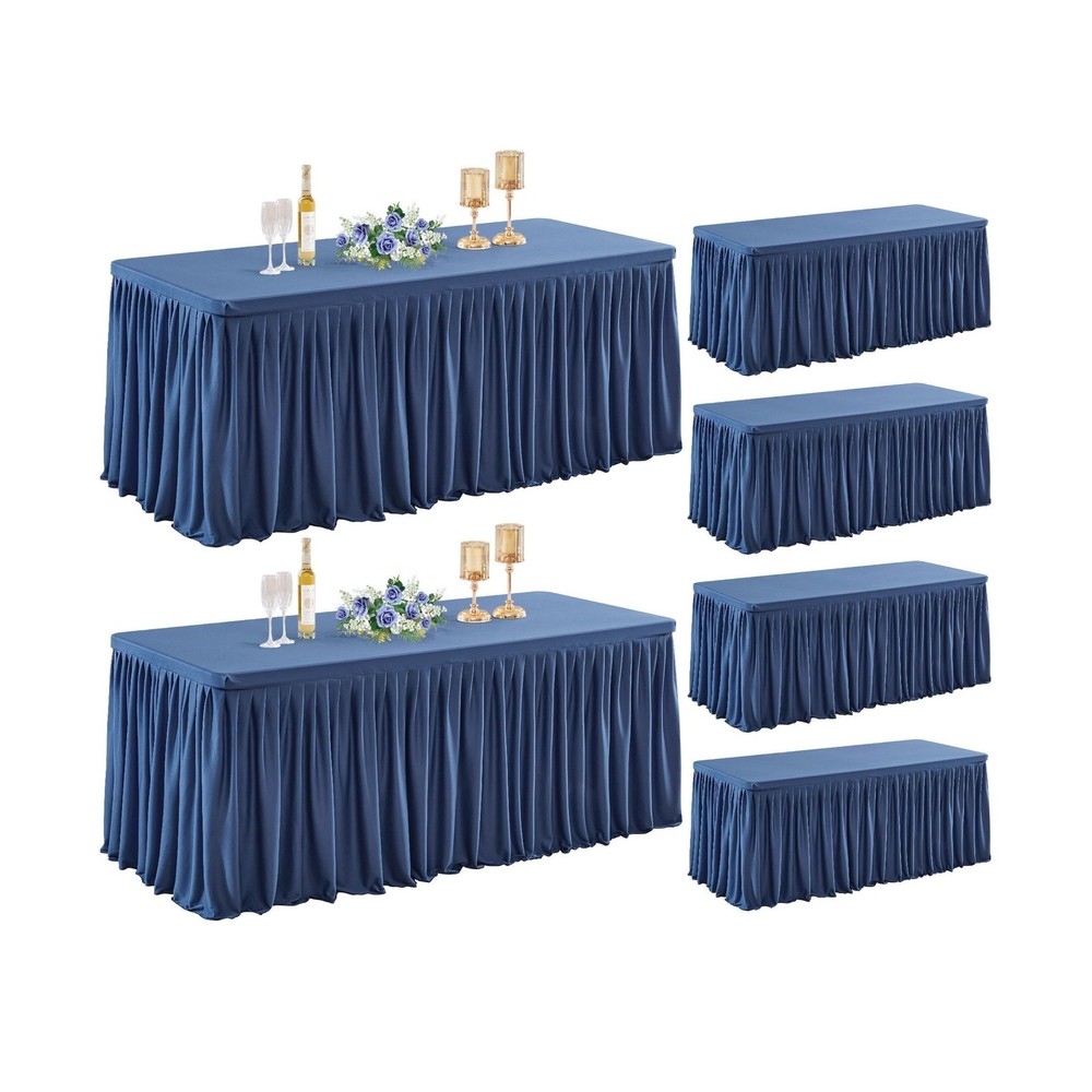 6 Pack Navy Blue Table Clothes for 8 Foot Rectangle Tables, Premium Polyester...