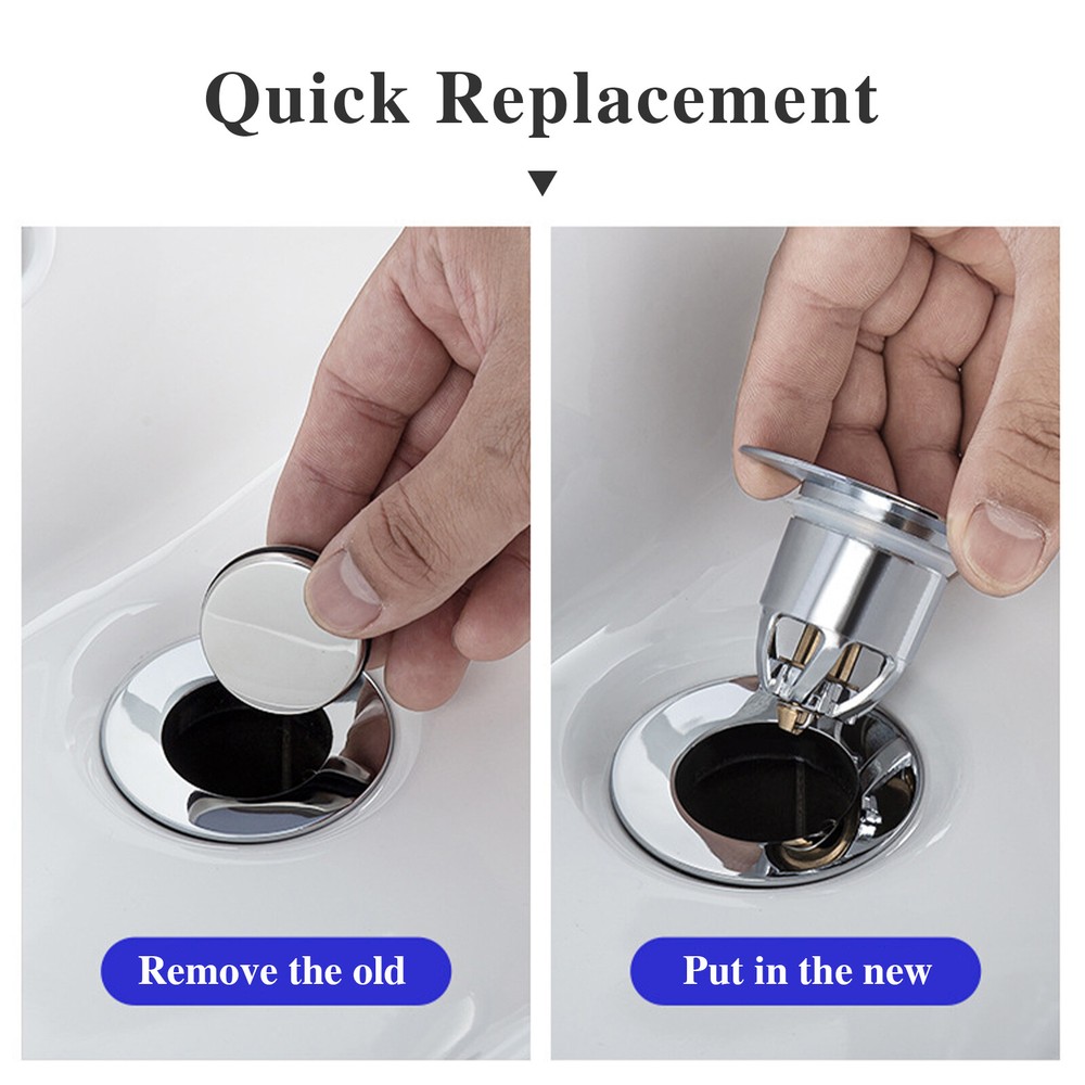 Universal Bathroom Sink Stopper Pop Up Drain Filter Bullet Core Push Plug Bounce