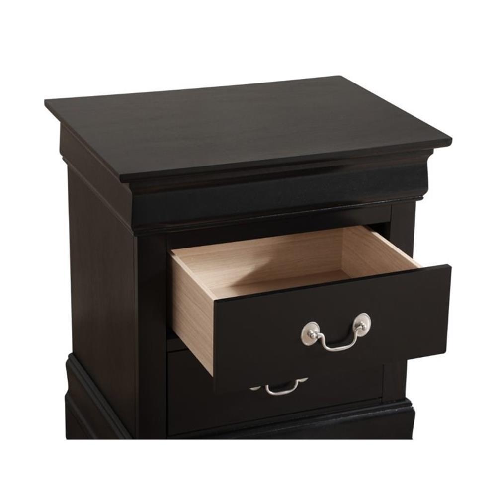 Glory Furniture Louis Phillipe 2 Drawer Nightstand in Black