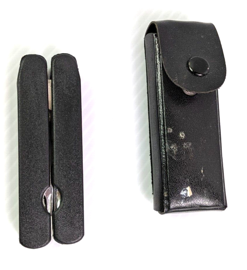 Stainless Steel Multi Tool Black Rubber Grip Folding 10 Function with Case