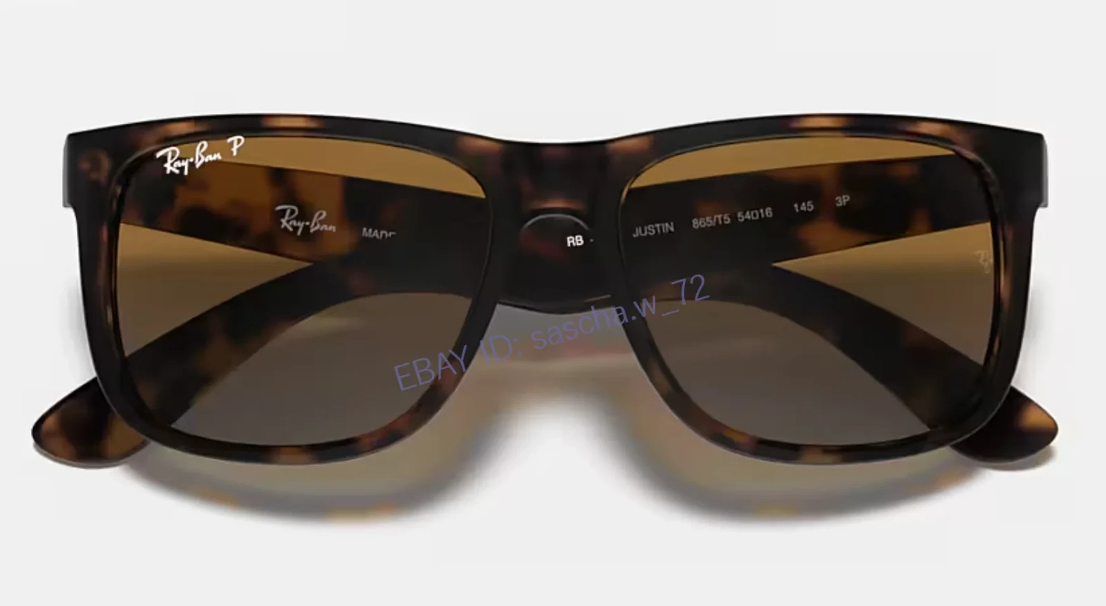 Ray-Ban RB4165 Justin 54mm Polarized Sunglasses Matte Tortoise Grey Brown Lenses