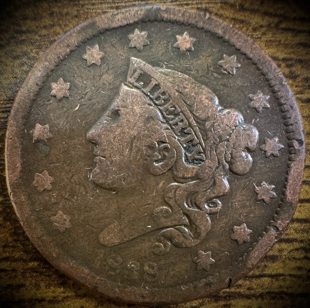 1838 Large Cent Coronet Head Matron Style