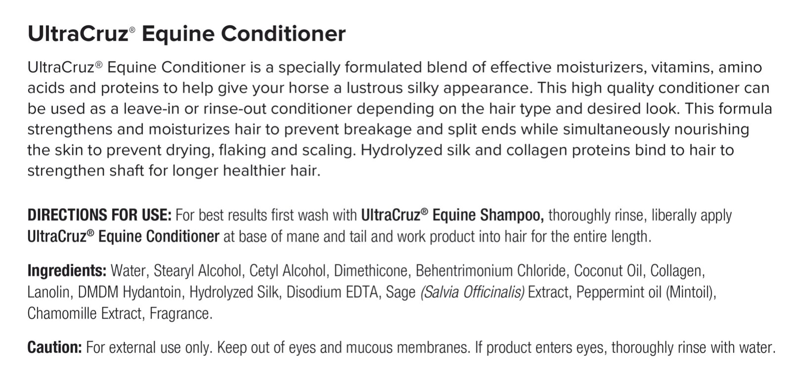 UltraCruz Equine Shampoo, Conditioner, Hydrogen Peroxide, Fly & Tick Spray