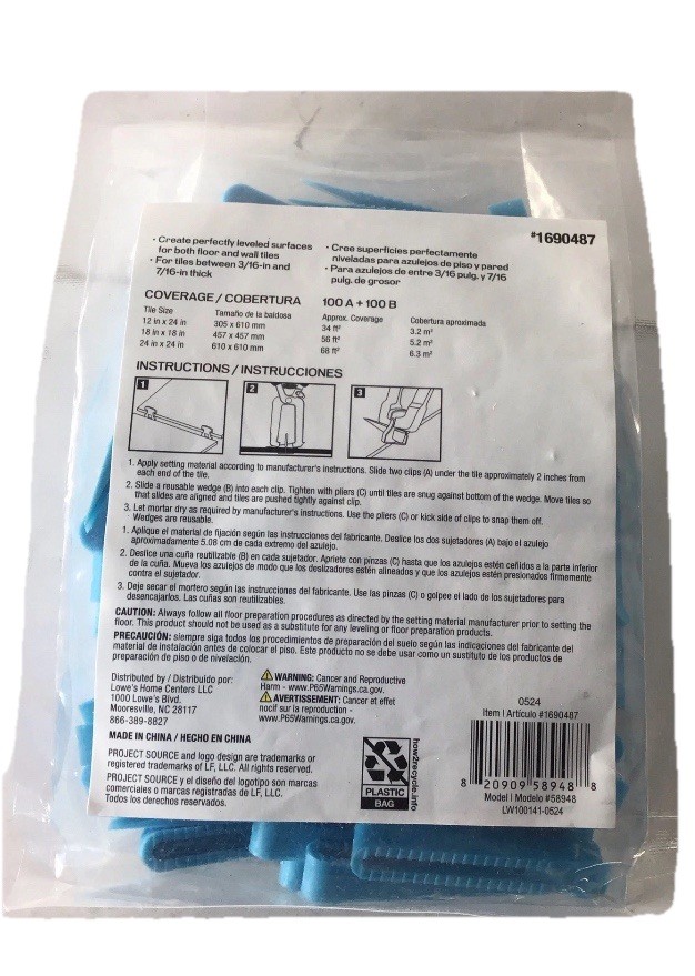 Project Source - Wedge B Tile Leveling System - 1690487 - 100 Pack