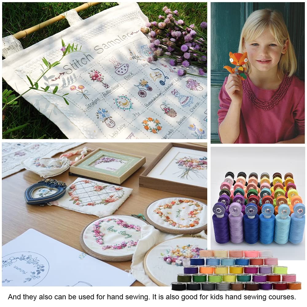 72 PCS Bobbins Sewing Threads Kit 36 Colors Spools, Polyester Prewound Case Set