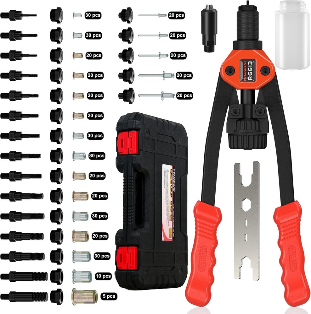 Dual-Function Rivet Nut Tool Rivet Gun Kit Including 405 pcs Rivet Nuts Blind...
