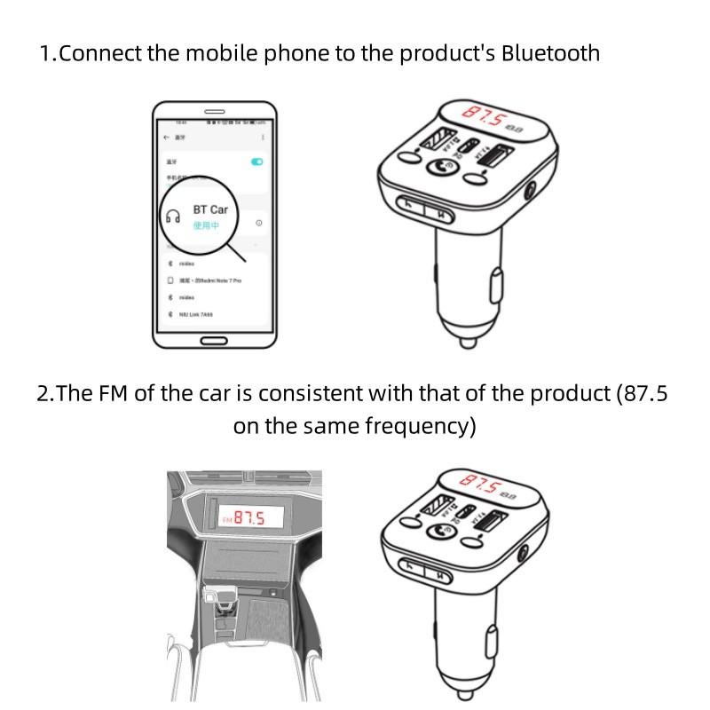 FM Transmitter, bluetooth Fm Transmitter wireless Radio adapter Car Kit