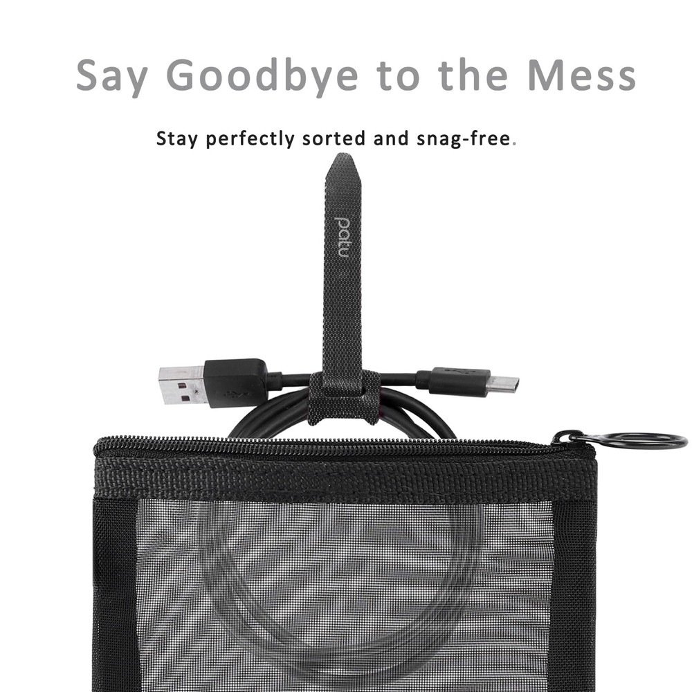 Patu 30-Pack Reusable 3 Hook Loop Cable Ties - Black Cable Organizer