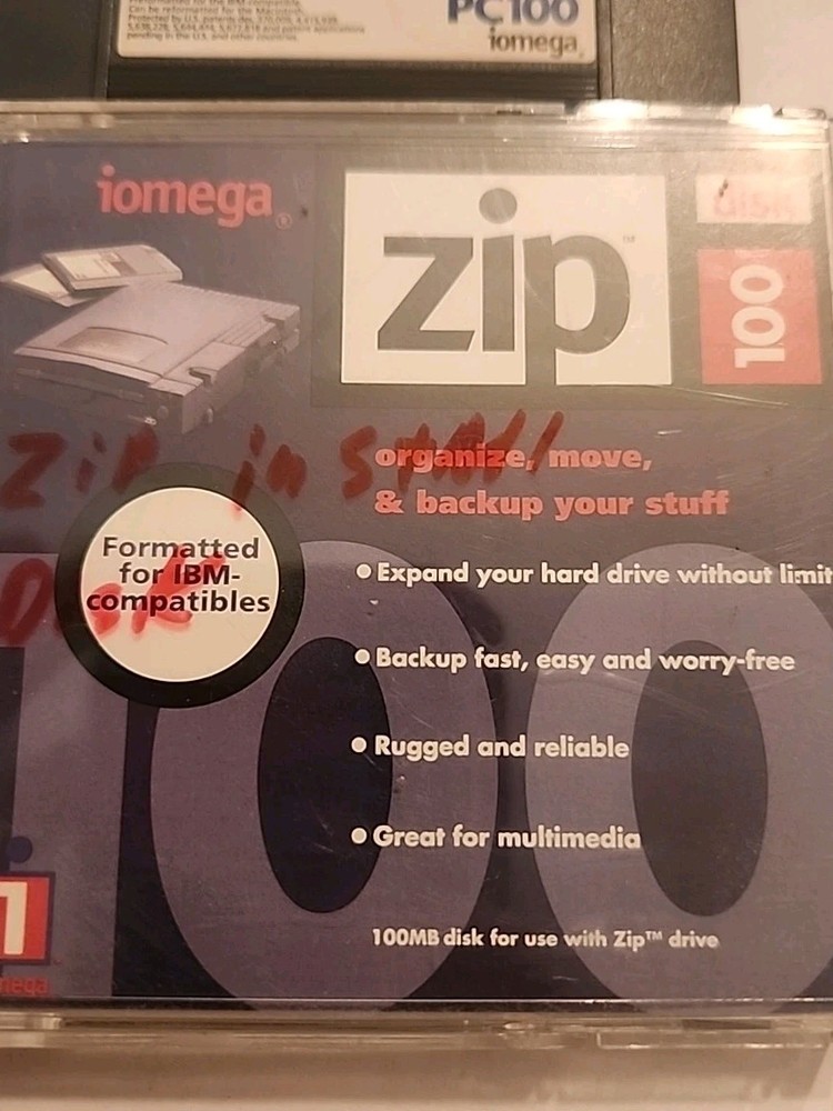 Iomega Zip Disk PC100 IBM Single Diskette 100MB Storage Capacity w Original Case
