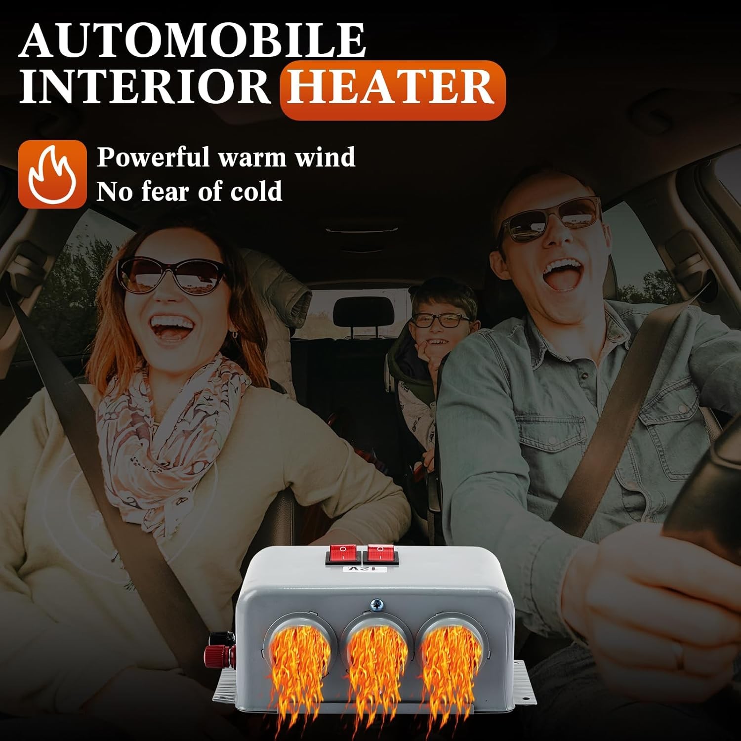 Interior Heater 12V 800W Dual Gear 3 Hole Compact Car Demister Winter Fast Heat