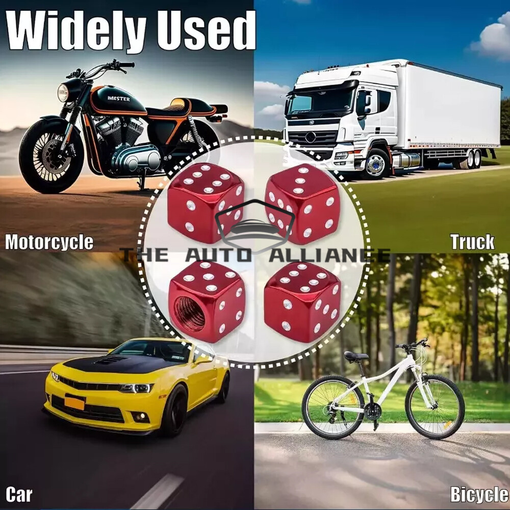 4PCS Metal Dice Wheel Valve Stem Tire Cap Trims For Car Bike Truck Dust Cover