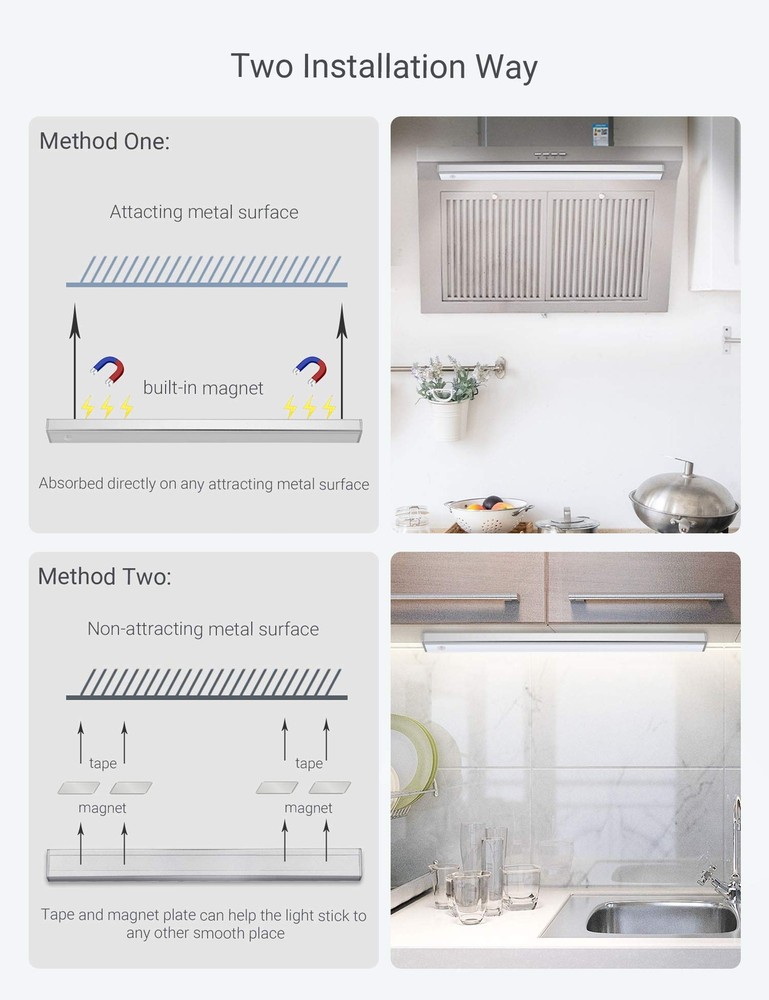Automatic Wireless 48 LED Kitchen Cabinet Lighting Motion Sensor Rechargeable...