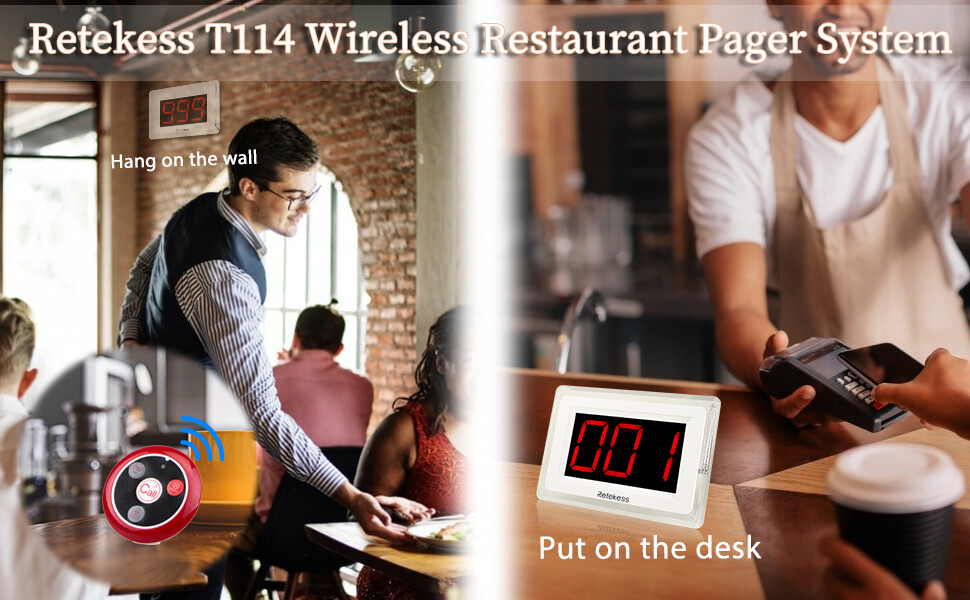 T128 Restaurant Wireless Calling System Pager Host 3 Watch 30 Call Button Bar