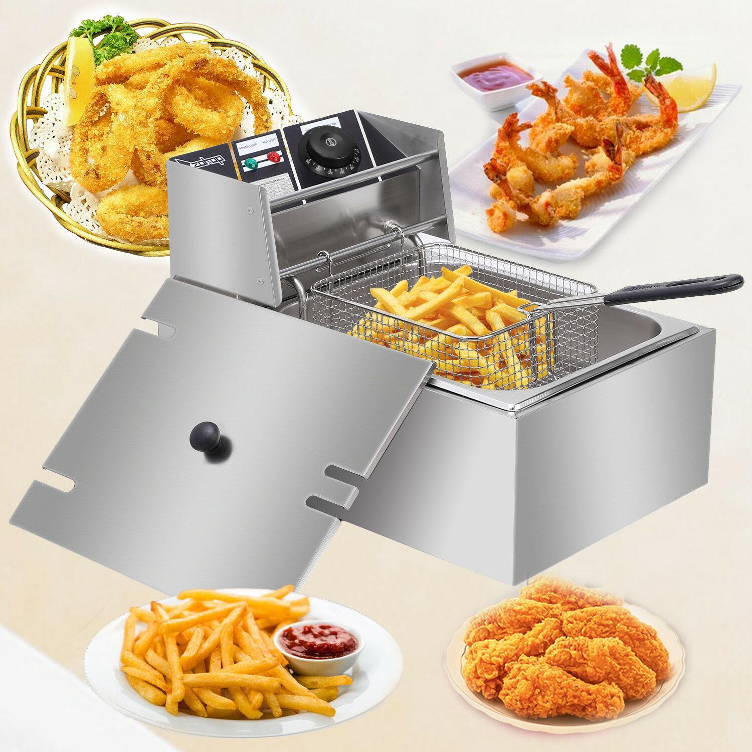 ZOKOP 6L 2500W Electric Deep Fryer Commercial Restaurant Basket Single Tank
