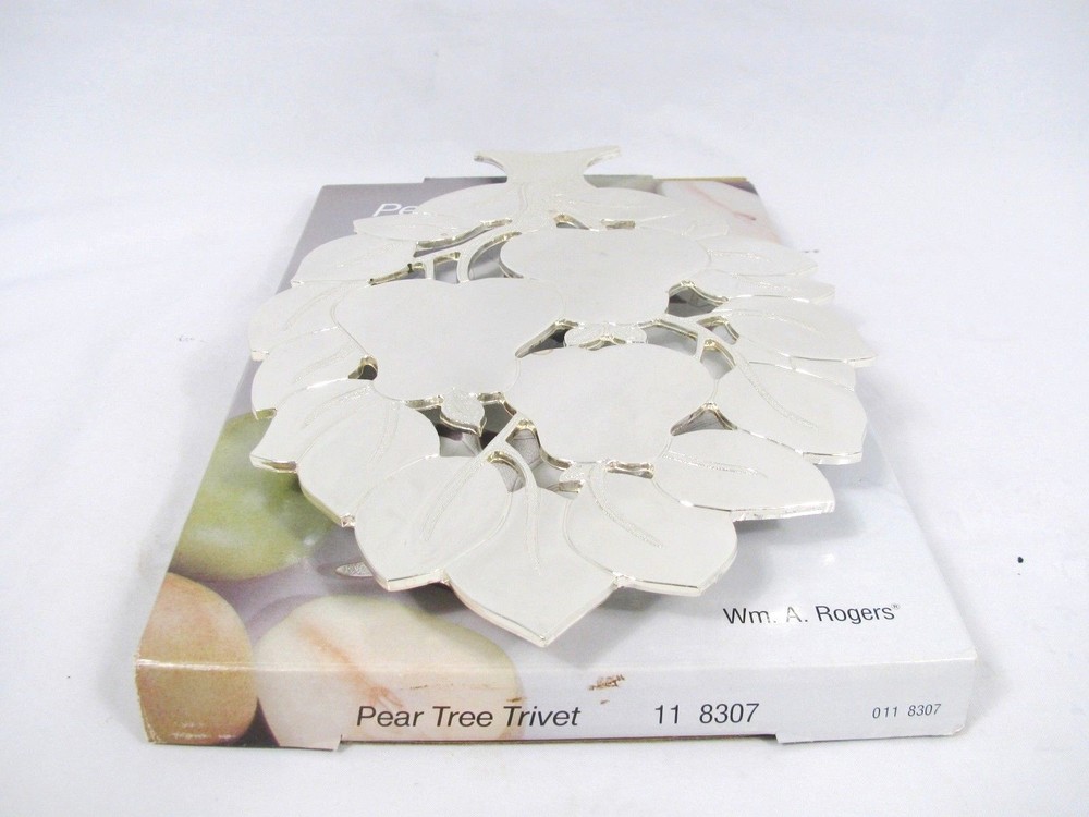 Wm A Rogers Pear Fruit Tree Trivet Silver Plated Wall Hanging