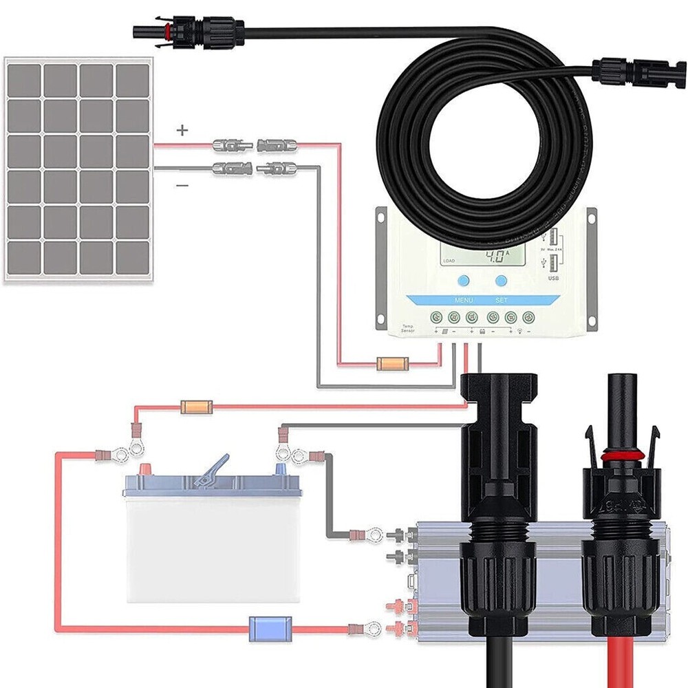 Solar Panel Extension Cable Wire Connector Regulator 2.5/4/6mm² 1M-10M