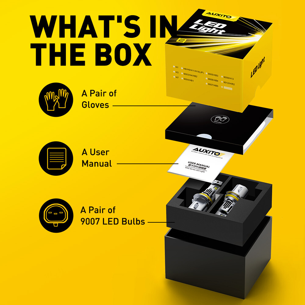 AUXITO 9007 HB5 LED Headlight Bulbs High Low Beam 330000LM White Super Bright 2X