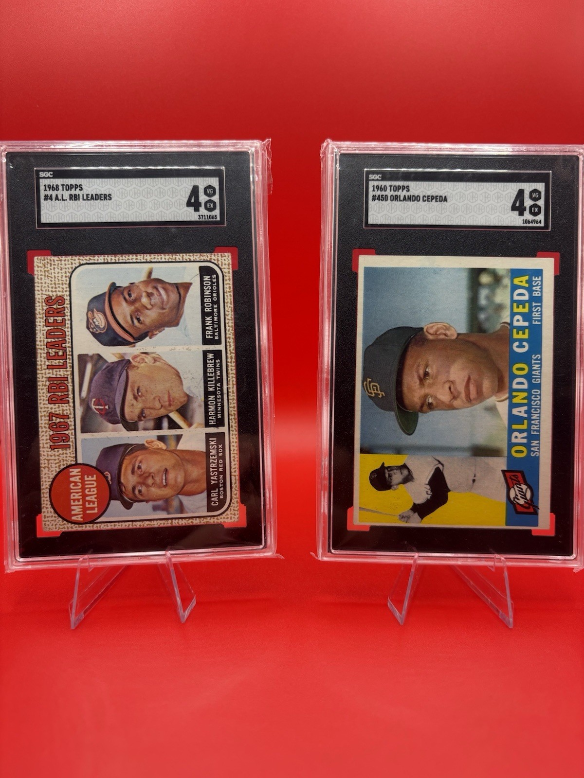 1960 Topps Orlando Cepeda Sgc 4, 1968 Topps A.L. Rbi Leaders Sgc 4