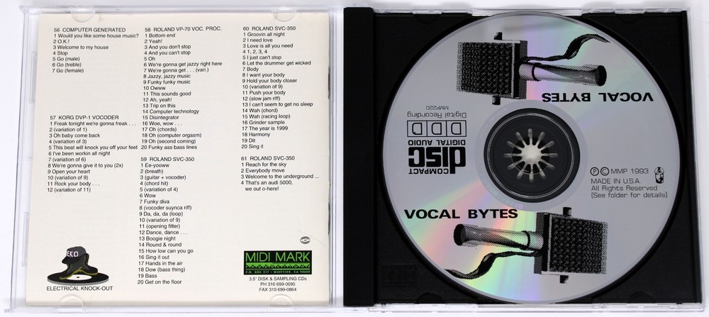 Midi Mark Productions Vocal Bytes Sample/Sound Library/Sampling CD 1993