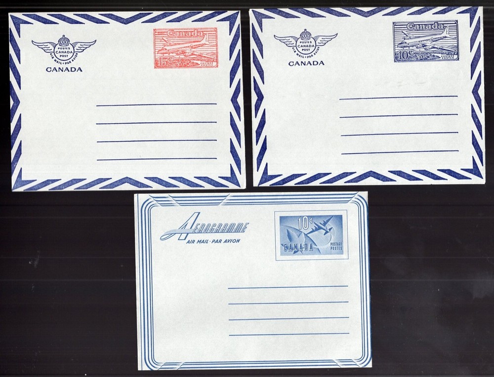 Canada 1950-1952 Aerogrammes 3 Different Unused