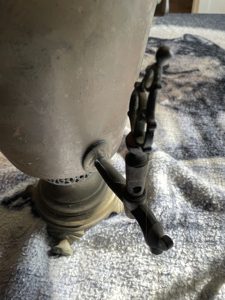 Large Solid Brass Antique Table Top and Brass Tea Kettles