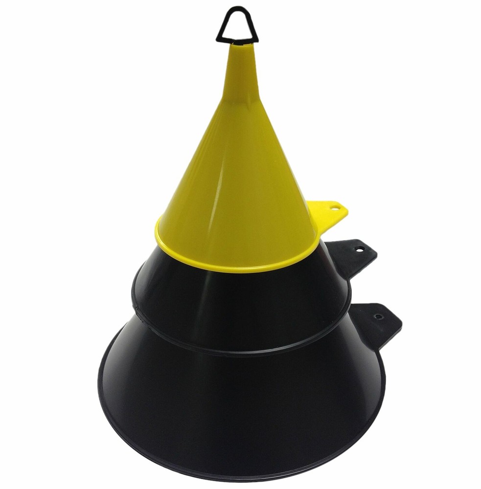 3 Piece Fluid Transfer Funnel Set  Large 2 Quart, Medium Pint, Small 1/2 Pint
