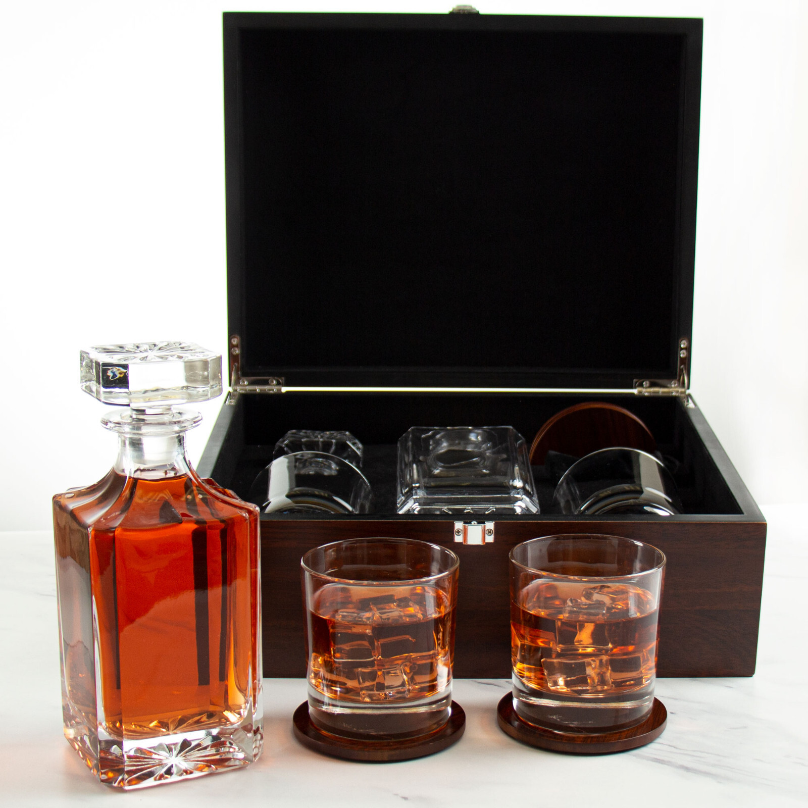 San Francisco 49ers - Engraved Football Whiskey Decanter 2 Glasses In Wood Box