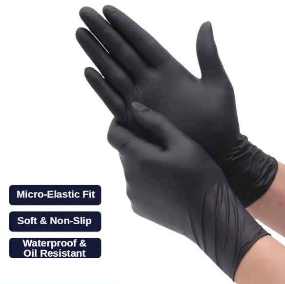 Black Nitrile Disposable Gloves Powder Latex Free | 3, 5, & 6 Mil & Size S - XXL