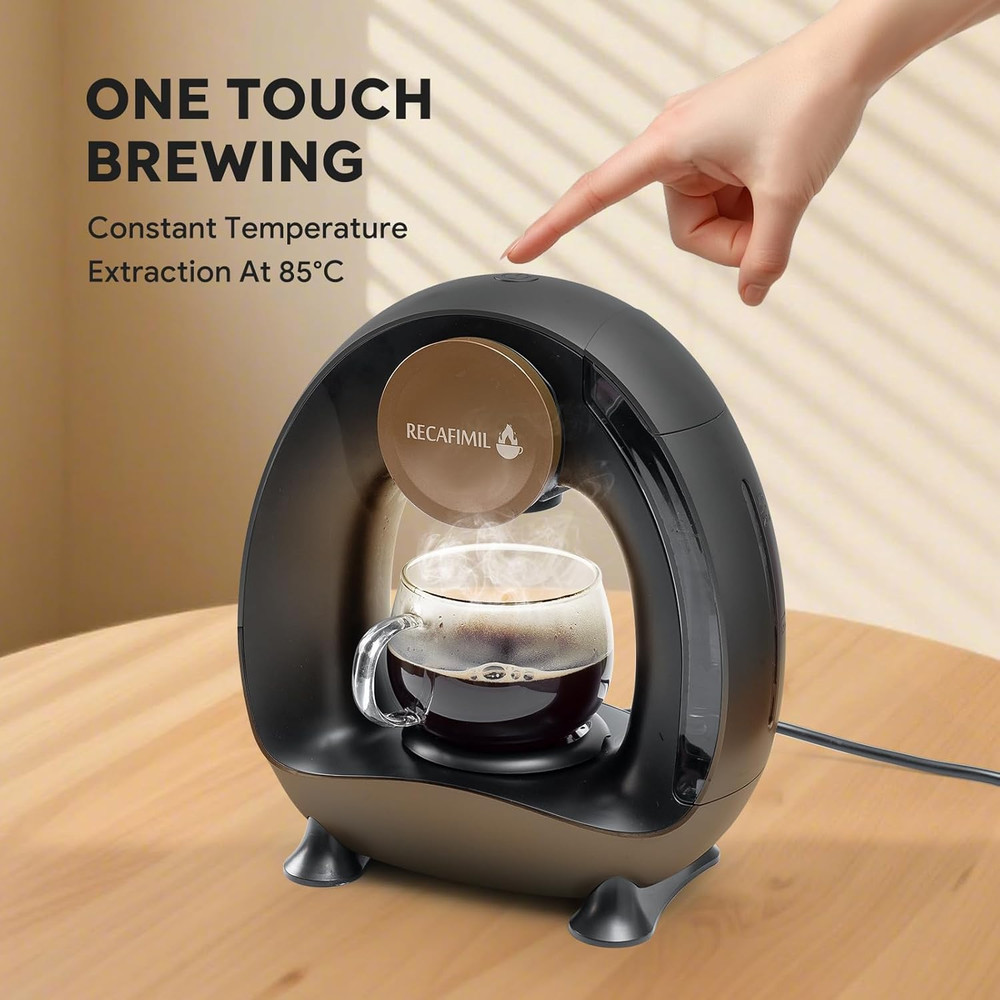 Compact Single Serve Coffee Maker for K Cups & Grounds, Fast 2-Minute Brew