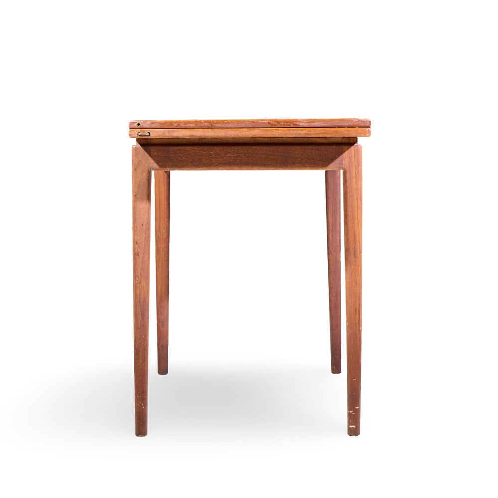 Jens Risom Mid Century Walnut Flip Top Console Dining Table