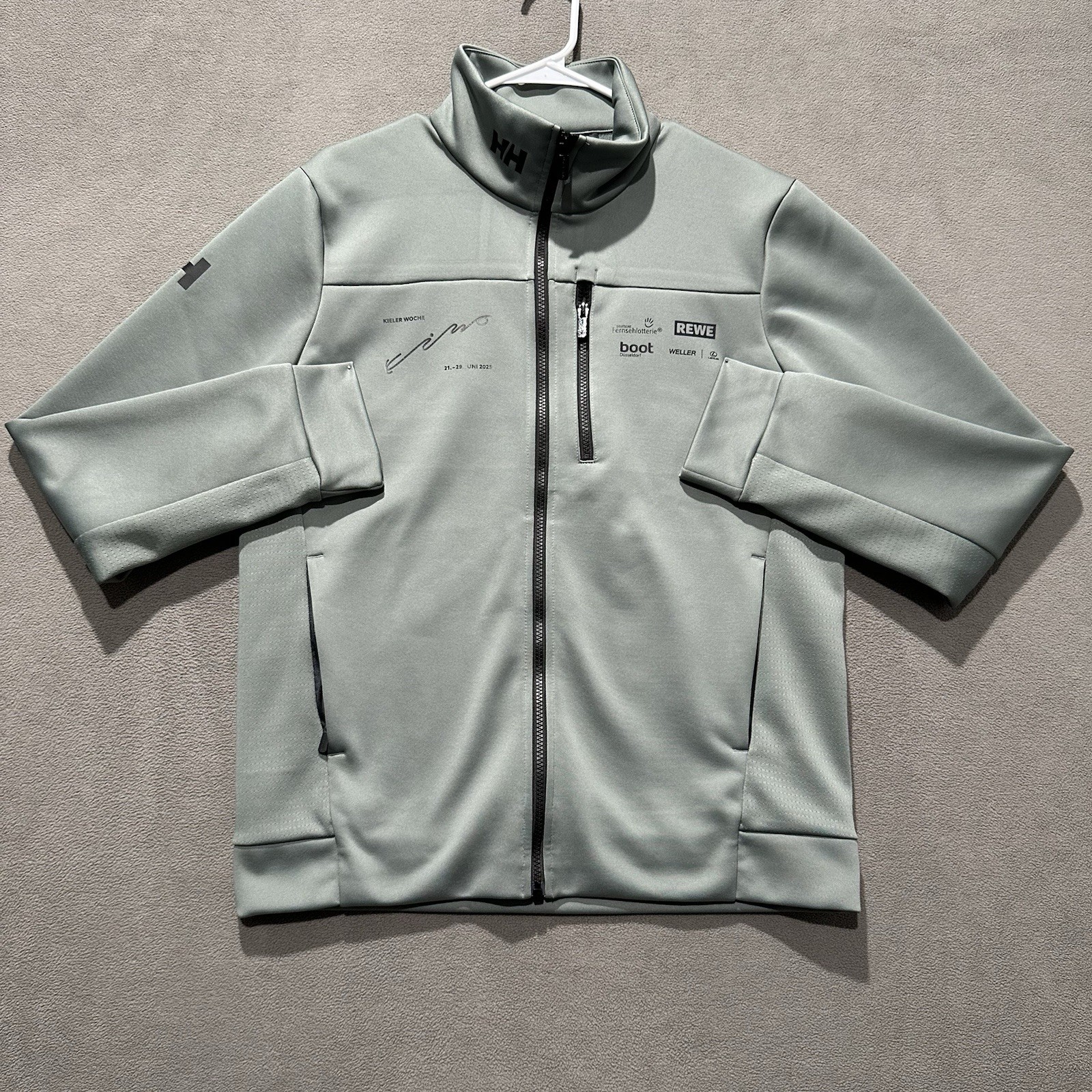 Helly Hansen Crew 2.0 Fleece Jacket Mens Large Gray Full Zip Performance Stretch