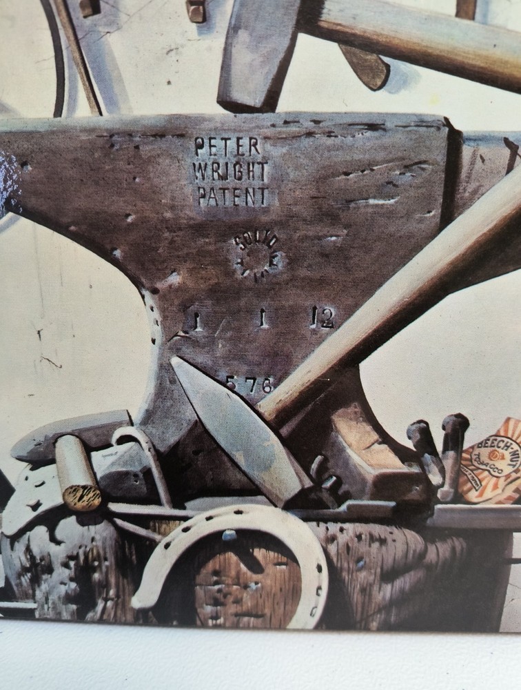 Vintage Peter Wright Anvil Mounted Print 8" x 10" - Blacksmith Tool Decor