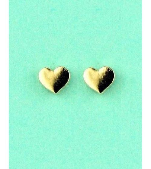 14K Solid White Yellow Gold Heart Shape Stud Earrings