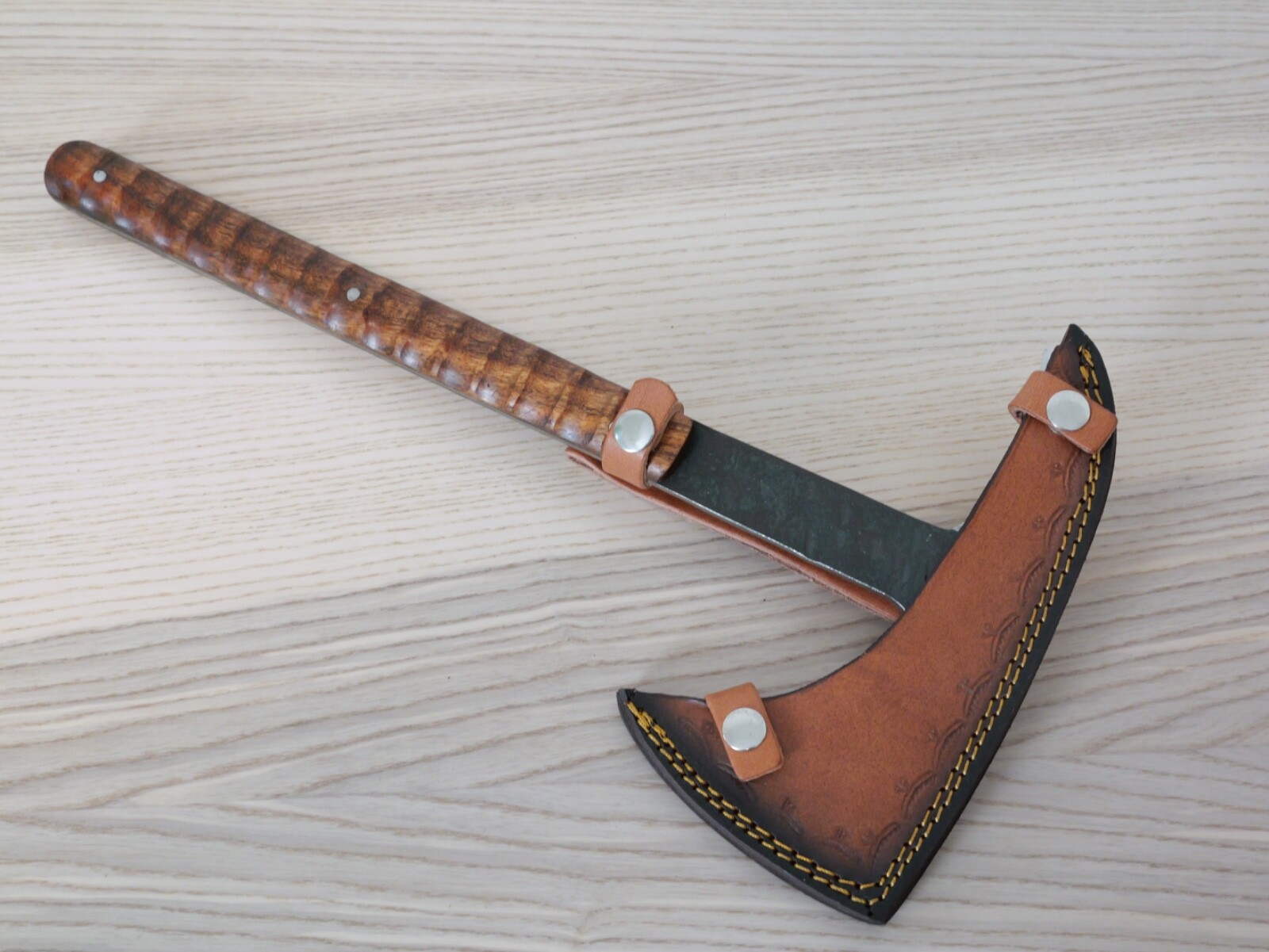 Throwing Axe Tomahawk Hand Forged High Carbon Steel Rustic Wood Handle Sheath