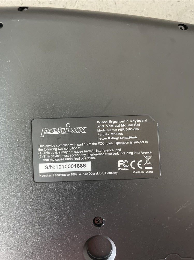 Perixx PERIDUO-505 Wired USB Ergonomic Split Keyboard ONLY Tested Working