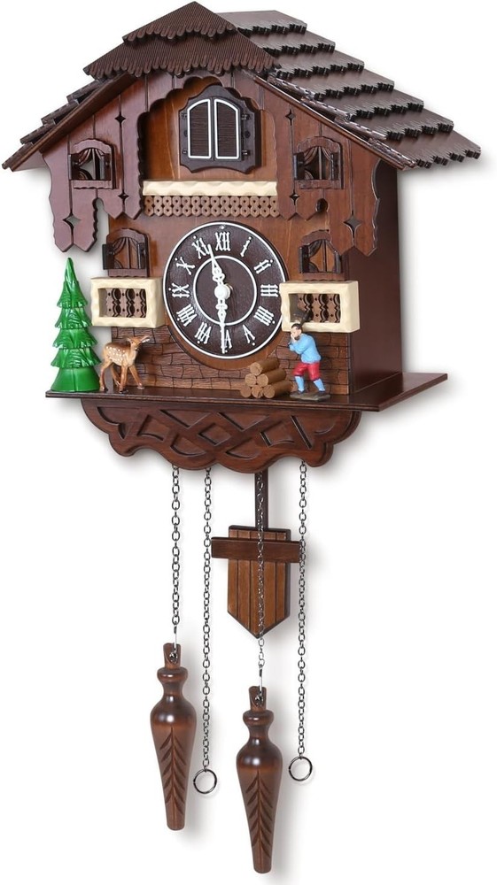 Large Handcrafted Vintage Cuckoo Clock with Singing Bird & Adjustable Volume