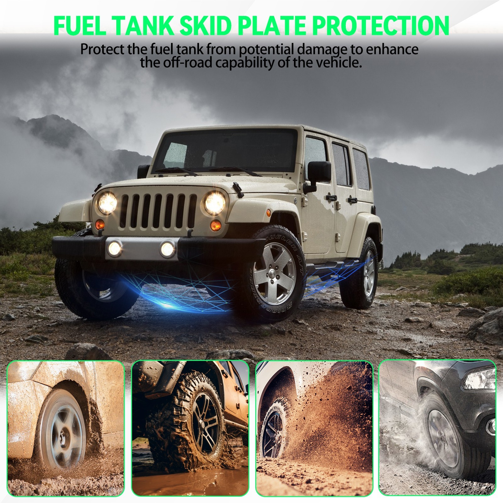 New Gas Tank Skid Plate Fuel Tank For 2007-2018 Jeep Wrangler JK 4WD 4Door Steel