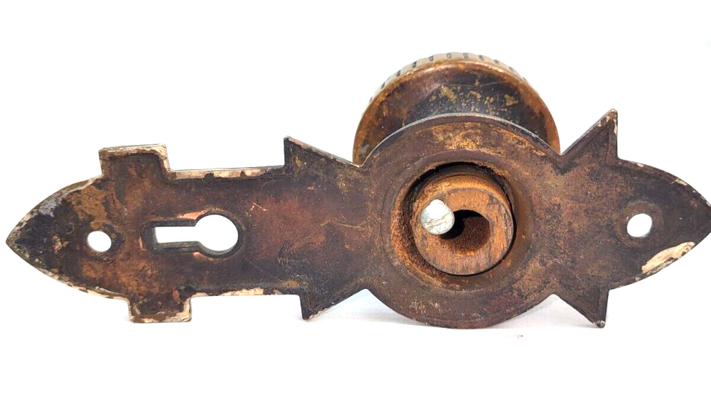 Antique Victorian Solid Round Brass Doorknob with Escutcheon Hardware