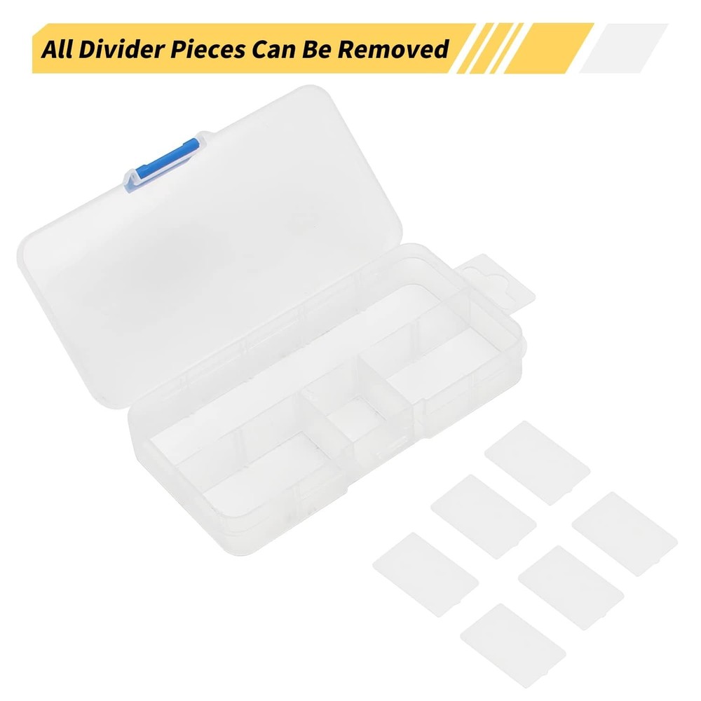 2Pcs Small 10 Grids Clear Plastic Organizer Craft Storage with Adjustable Div...