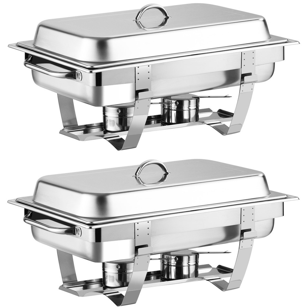 Costway 2PCSs Full Size Chafing Dish 9 Quart Stainless Rectangular Chafer Buffet