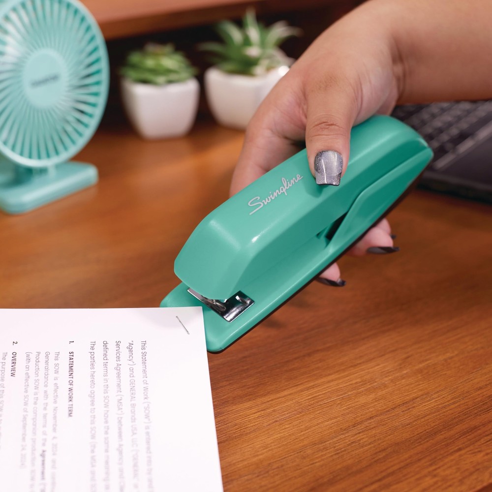 Swingline Stapler, 20 Sheet Capacity, 545 Desktop Regular, Spring Green