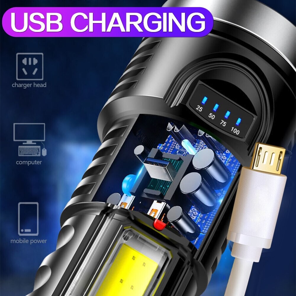 LED Super Bright Flashlight Rechargeable Torch Tactical Lamp USB & Battery