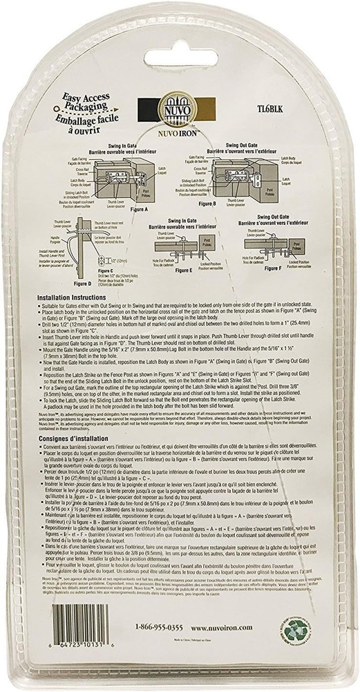 Black Galvanized Steel 6" Thumb Latch - Gate Hardware