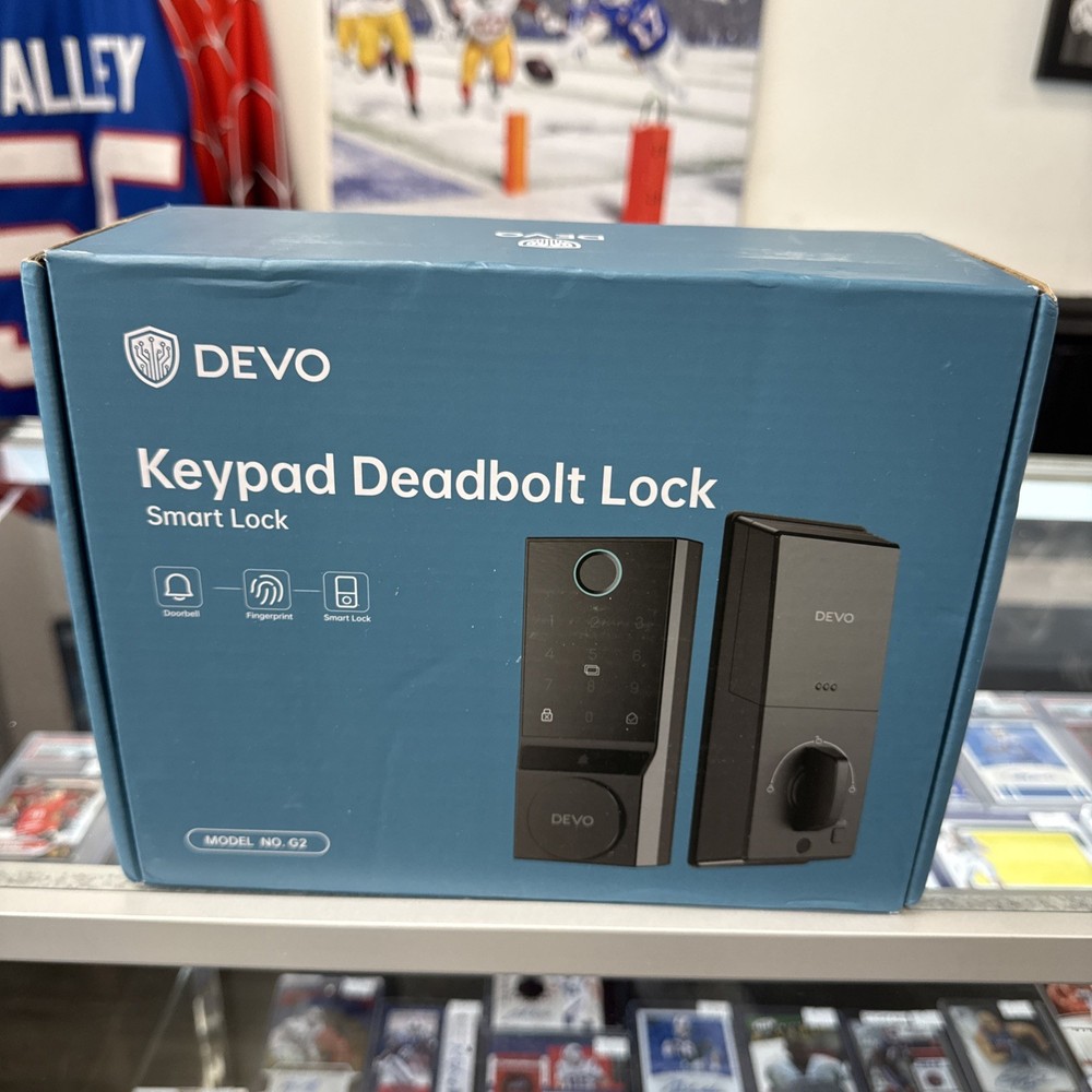 DEVO G2 Keypad Deadbolt Smart Lock Black Fingerprint Modern