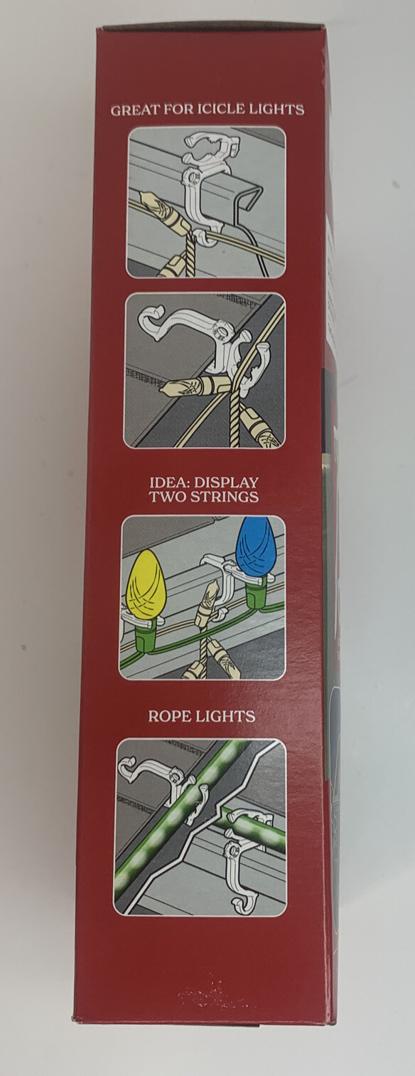 Holiday Time Light Clips All-Purpose Christmas Light Hooks 100 Clips Per Box New