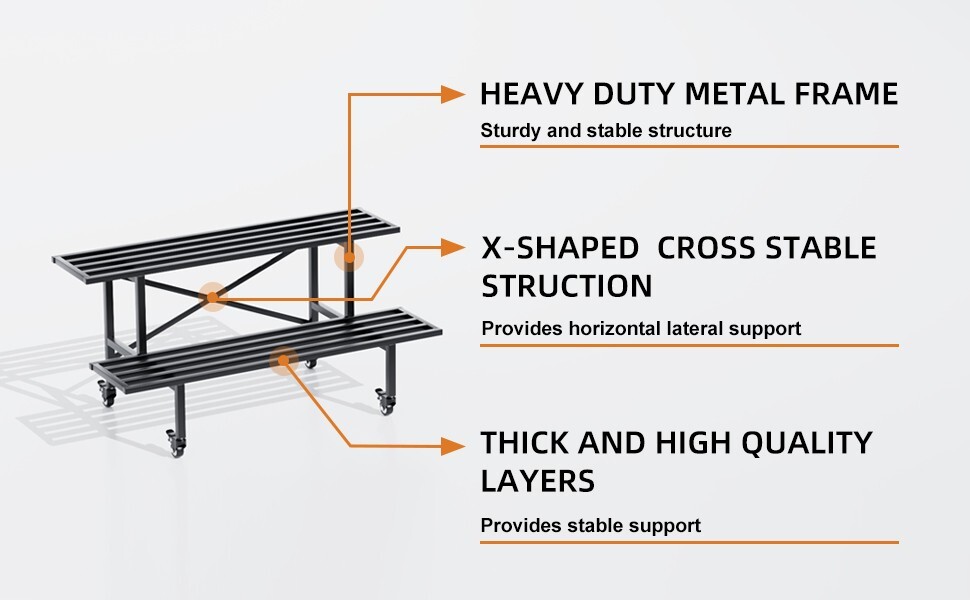Zhongma 2 Tier Sturdy Heavy Duty Metal Plant Stand, L45.67 x W17.5 x H14 inch