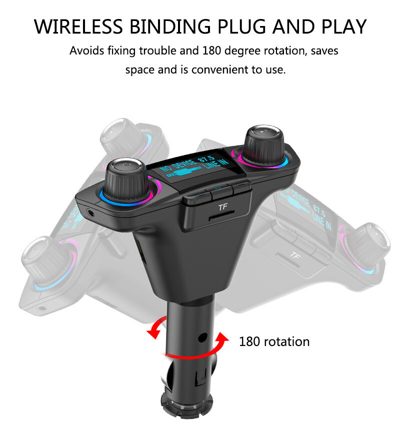 Car Wireless Bluetooth 4.0 FM Transmitter MP3 Player Dual USB Charger Adapter